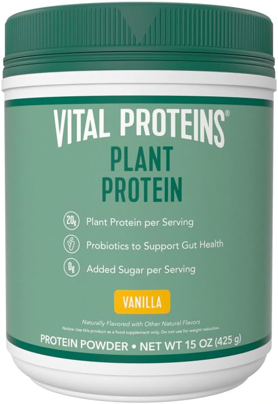 Vitale proteiner Protein pulver – 20g Plantebasert protein med Chickpea – 1B CFU Probiotic for Gut Helse, Ingen tilsatt sukker – Vanilla, 15 oz