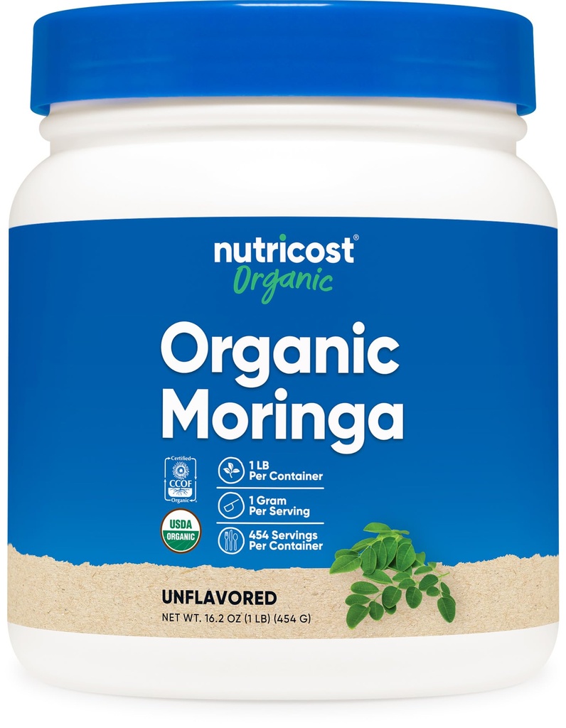 Nutricost Organic Moringa Powder 1LB (16oz) - Glutenfri, ikke-GMO, Vegetarvennlig