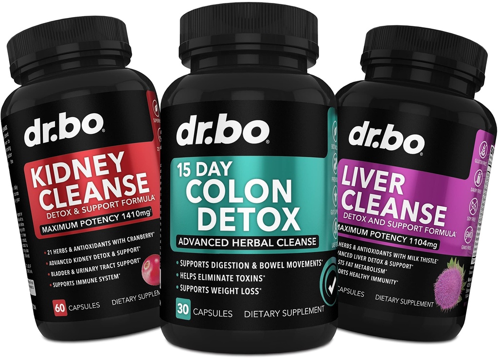 Colon, Nyre & Liver Cleanse Detox Support Supplement - 15 dagers intestinale rengjøring piller og probiotiske for bloating og daglig lindring relief - Hjelp Bladder Control, Urinal Tract & Gallblader Health