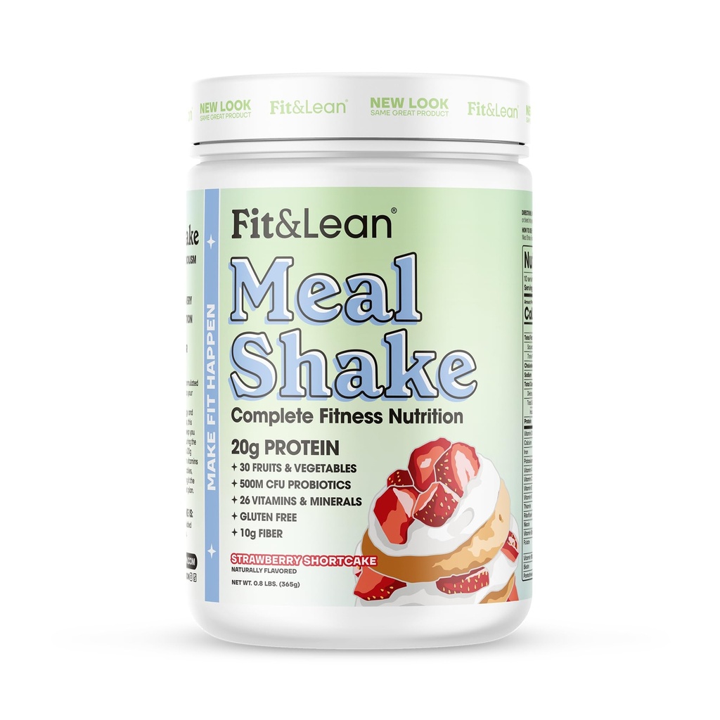 Fit & Lean Måltid Skake, Fettforbrenning Måltid Erstatning, Protein, Fiber, Probiotika, Strawberry Shortcake, 0,8 lbs (365 g),10 Serveringer Per Container