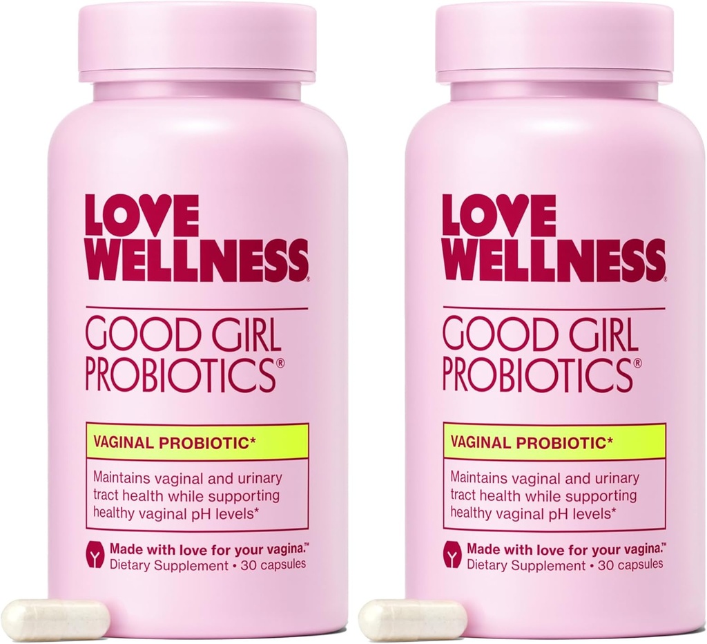 Kjærlighet velvære god jente probiotika | Kvinners Vaginal helse & pH-balanse Supplement | 9-Strain Probiotic for Urin Tract, Yest, Odor & Immune Support | Glutenfri | 60 CT, 60-dagers Supply