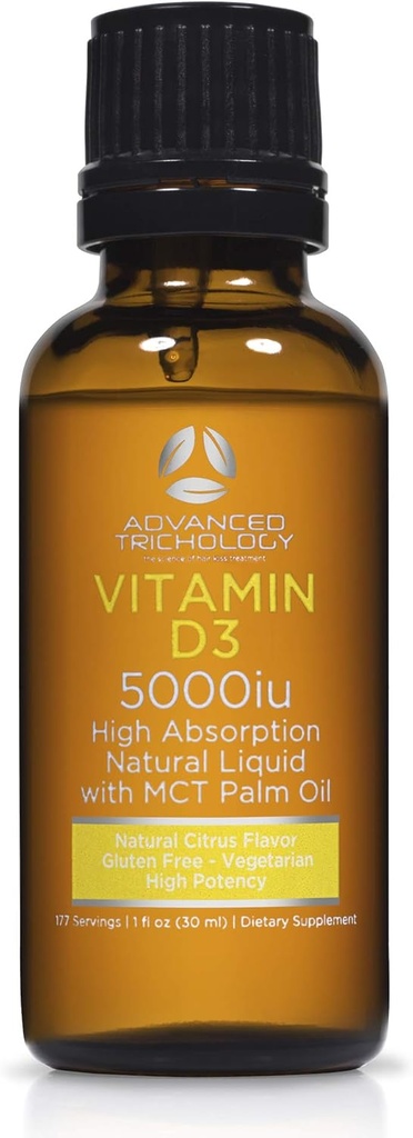Avansert Trichology Vegetarisk flytende vitamin D3-5000 iu høy absorpsjon - 1000 iu per dråpe - 6 måneders forsyning - Glutenfri 365 VIT D - 1 Fluid Ounce (pakke av 1)