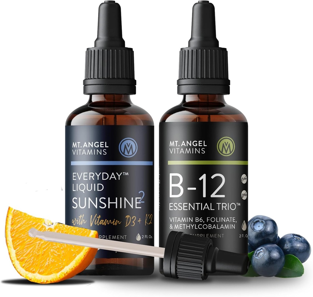 Mt. Angel vitaminer B12 Essential Trio + Hver dag flytende Sunshine2 D3 + K2