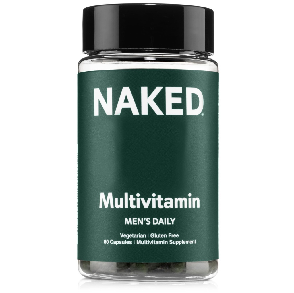 Nøgne menns multi-daglige multivitamin for menn - A, C, E, Selenium, sink, frukt og supergrønne ekstrakter og mer for å øke immunstøtte – Glutenfri og vegetariske daglige vitaminer – 60 kapsler