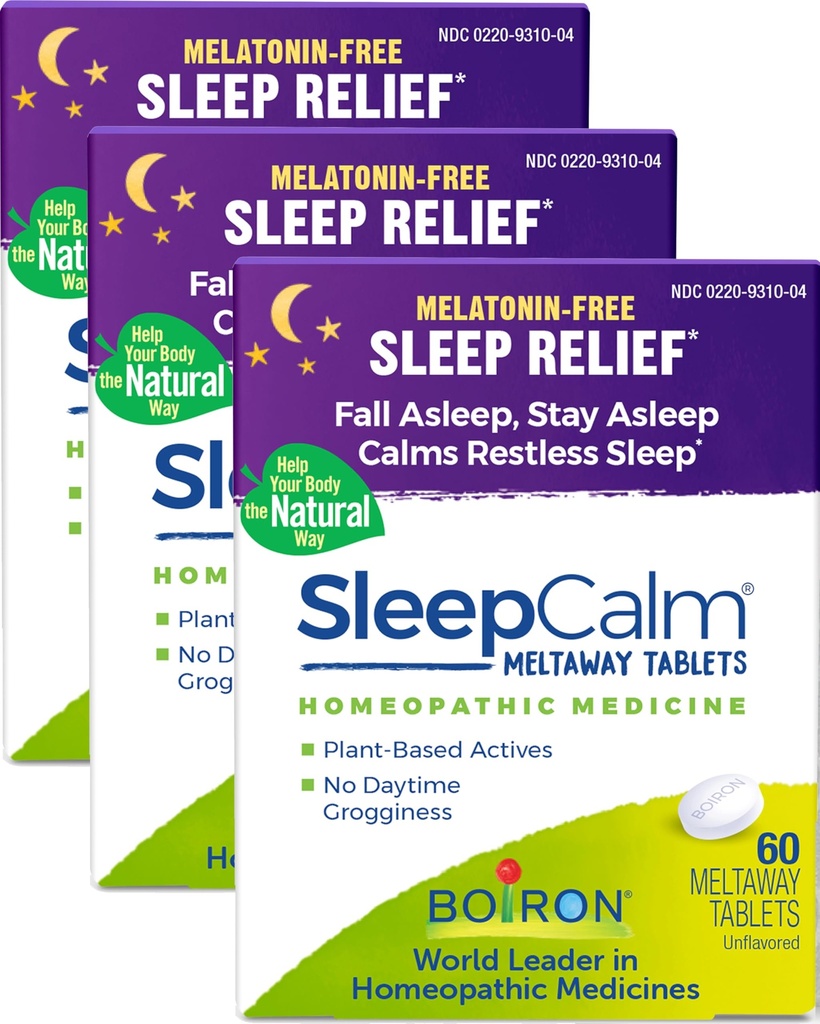 Boiron SleepCalm søvnhjelp for dyp, avslappende, hvilelig nattesøvn - Melatonin-fri og ikke habit-forming - oppløselige tabletter - 180 greve