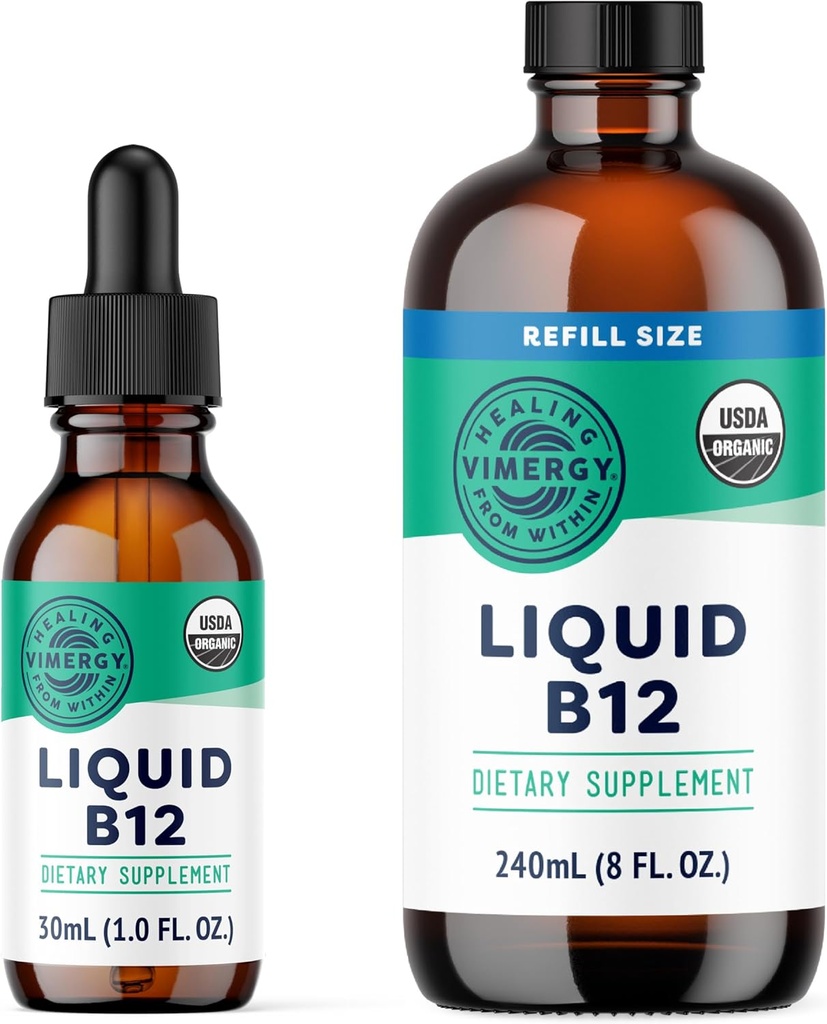 Vimergy flytende B12 (30 ml) og flytende B12-påfylling (240 ml) - Bundle