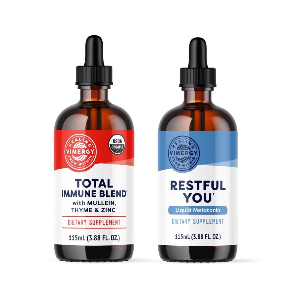 Vimergy Natttid Fortier Kit* - 2500 mg Sink, 5000 mg Melatonin, 130 mg Mullein Extract, 70 mg Thyme Extract. Reparasjoner, gjenoppbygger og fornyer immunceller under søvn. Vegansk, Glutenfri, Kosher