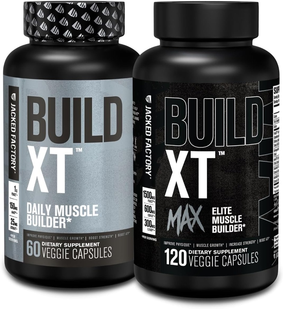 Jacked Factory Build-XT Daily Muscle Builder (60 greve) Build-XT Max Elite Muscle Builder (120 greve)