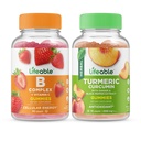 Livbar B Kompleks + gummi curcumin, gummier bundle - Great Tasting, Vitamin Supplement, Glutenfri, GMO Gratis, Chewable