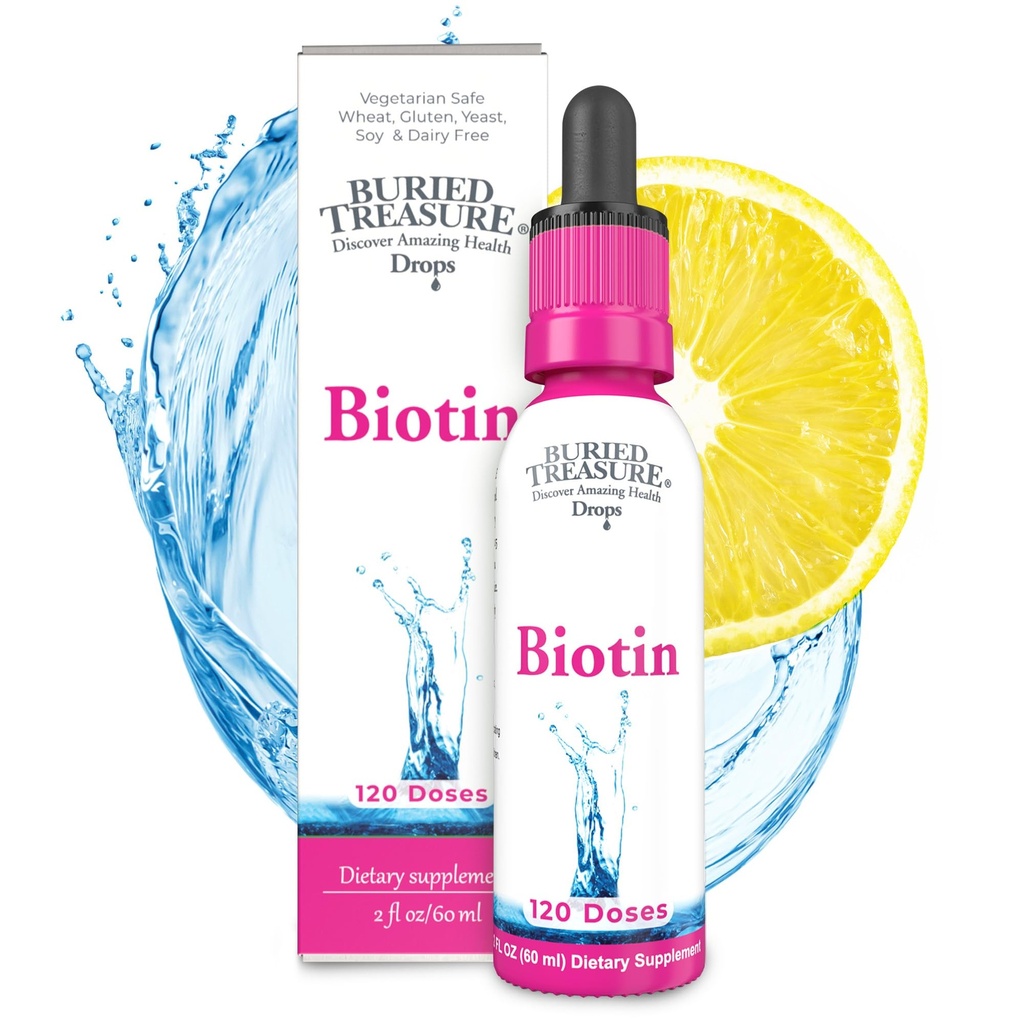 Buried Treasure Biotin Drops - 120 Serveringer, 2 oz, Støtter hår, hud og negler