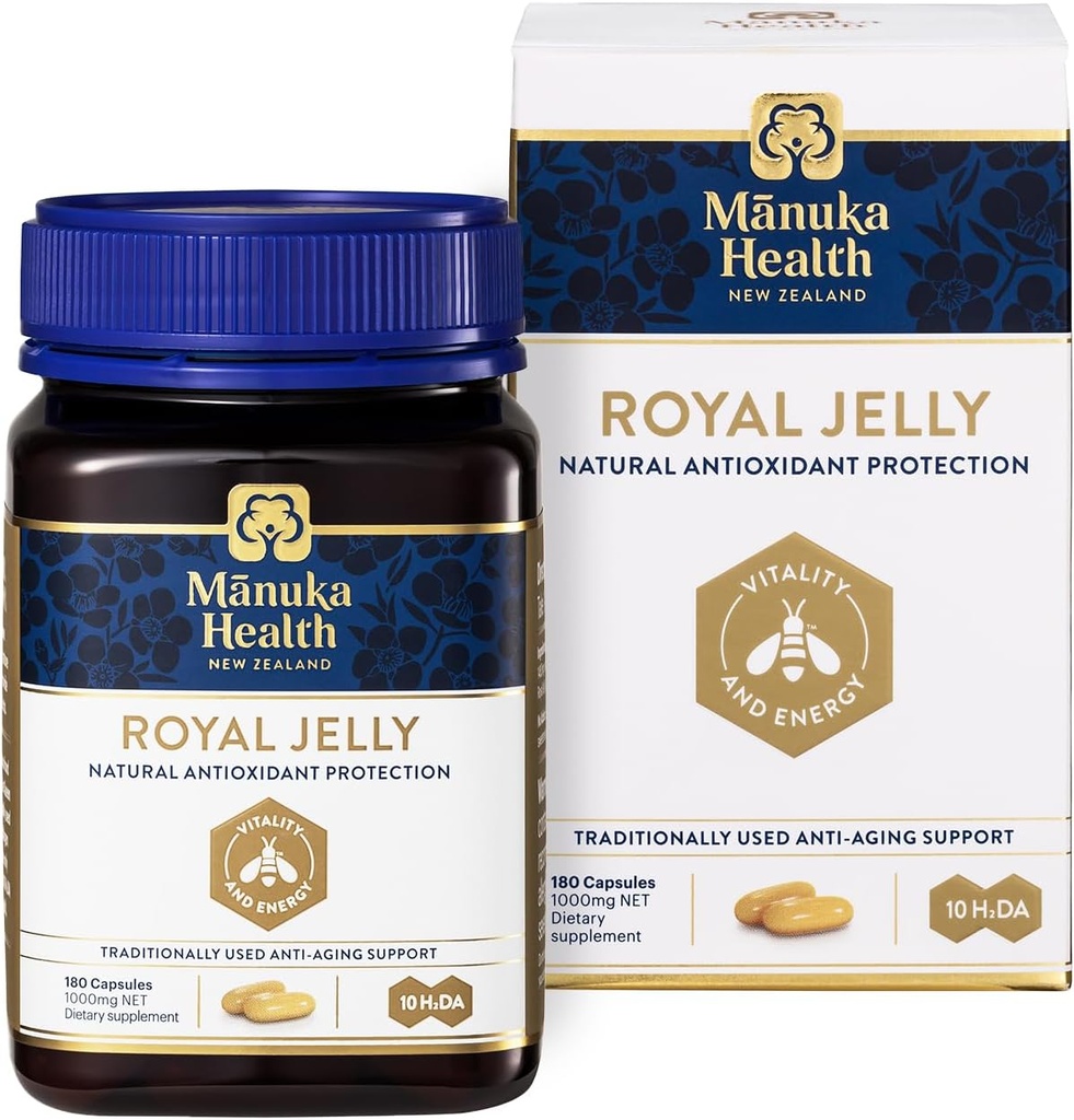 Manuka Helse Royal Jelly Kapsler, 1000mg NET - 180 greve (3-måneders Supply) - Tradisjonell Anti Aging Supplement fra New Zealand