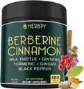 7in1 Premium Berberin og Ceylon kanel for vektkontroll, digestion, hjerte helse og immun støtte - med ginseng, gurkemeie, ginger, melk tistel & svart pepper - 120 Vegan Capsules