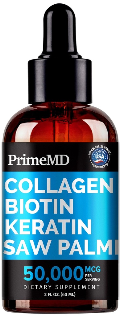 Liquid collagen Peptider for kvinner - Serumkompleks med Biotin Vitamin, Hydrolysert Keratin Protein og Sag Palmetto - omfattende formel for hår, hud og negle velvære - 2fl oz (Pack of 1)