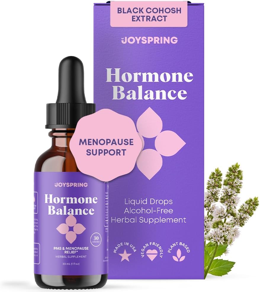 JoySpring Hormone Balance for kvinner | Naturlig Menopause Kosttilskudd med svart cohosh | Støtter Hot Flash Relief & PMS Relief for menstruell Herbal Støtte