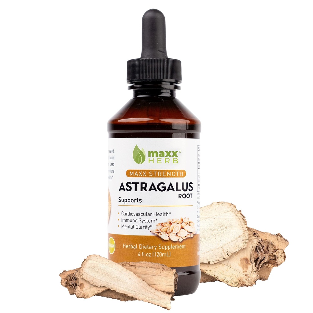 Maxx Herb Astragalus Root Extract - Maks styrke flytende Tinktur Absorbs bedre enn kapsler eller pulver, for immun støtte og mental klarhet - 4 Oz flaske (60 serveringer)