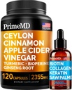 4-i-1 flytende biotin kollagen keratin så Palmetto Drops (2 fl oz - 1 pakke) & 5-i-1 ceylon cinnamon w türmeric & Ginseng Root (120ct) Bundle - hår, hud, negler, og immunstøtte Supplement