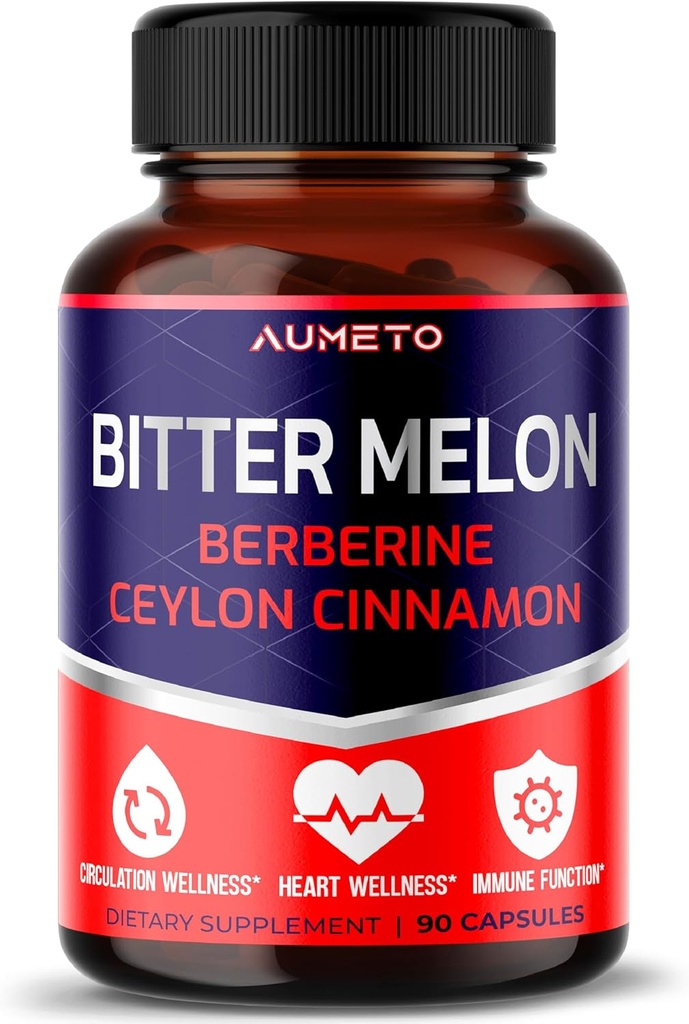 Bitter Melon kapsler - Forbedret med Berberine Ceylon kanel for sirkulasjon velvære og immunfunksjon (90 greve (pakke med 1))
