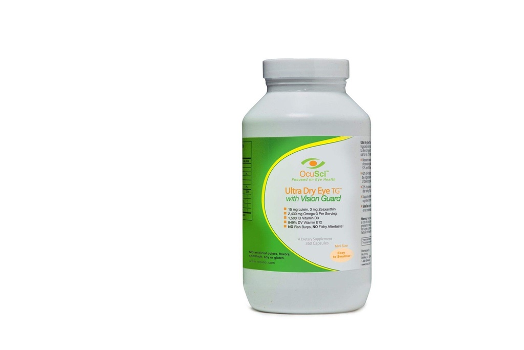 Formulert for tørre øyne - 1700 mg triglycerid omega-3 + EPA & DHA, Lutein, Zeaxanthin, B12, D3-60 Serveringer (Ultra tørr øye, UDEVG - 1 måneds halvstørrelse)