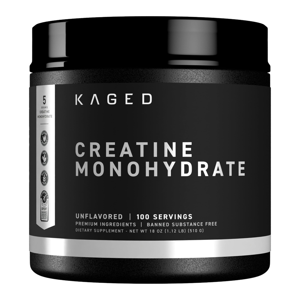 Kraged Kreatin Monohydrat Mikronisert pulver | Unflavored | Muskelbygging og gjenoppretting | 5000 mg Per Serving | Vegansk, Glutenfri, lett sammensmeltet | Kosttilskudd for menn og kvinner | 100 Services