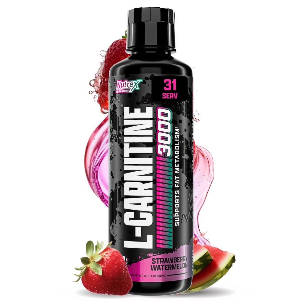 Nutrex forskning flytende karnitin 3000 | (Strawberry vannmelon) | Premium L karnitin flytende, stimulant gratis 31 serveringer