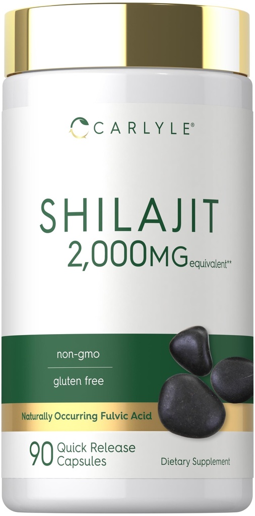 Carlyle Shilajit Capsules | 2000mg 90 greve | Ikke-GMO og Glutenfri Supplement