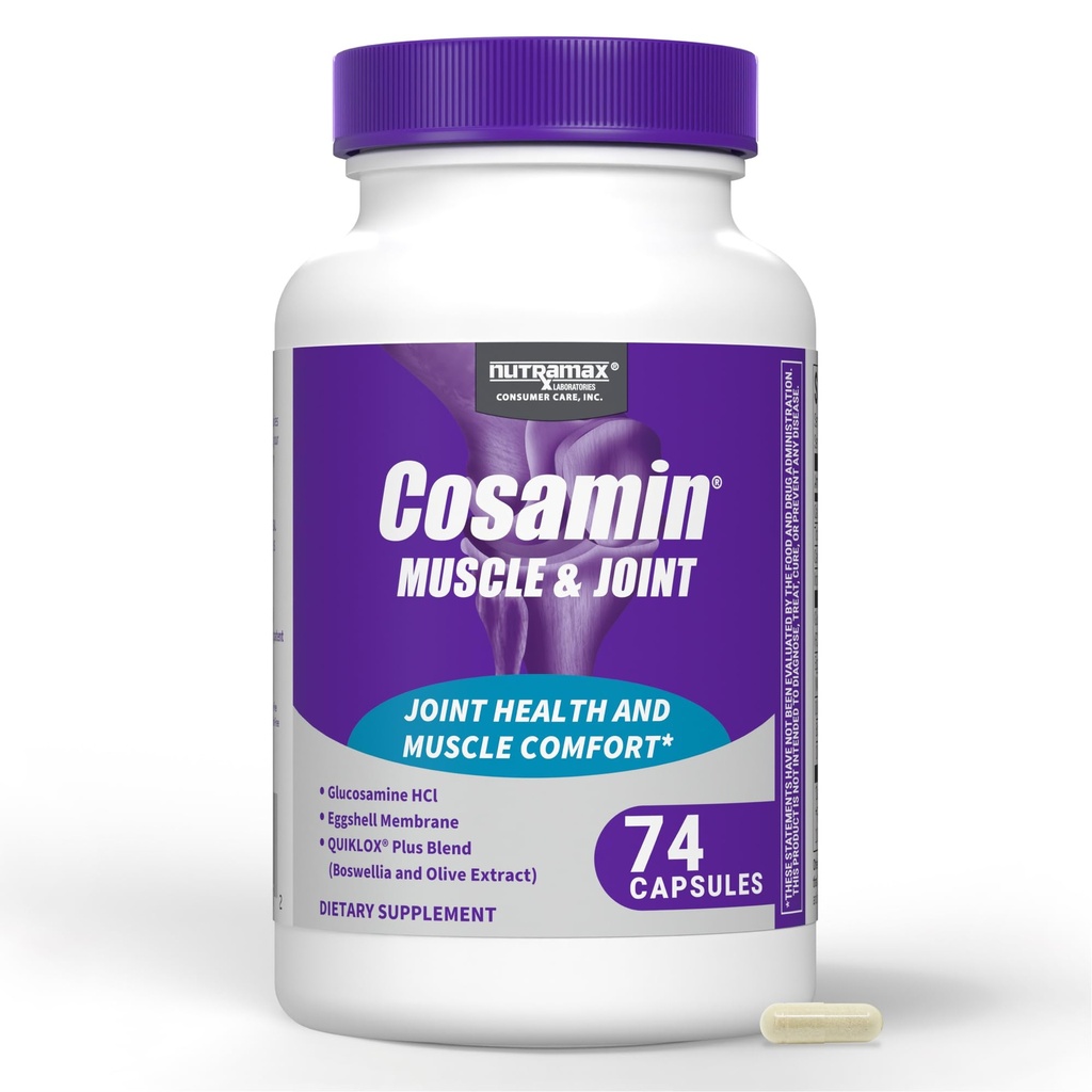 Nutramax Cosamin® Muscle & Joint, arbeider for å redusere Cartilage Breaktion, beskytter ledd, og reduserer muskelsorg, 74 kapsler