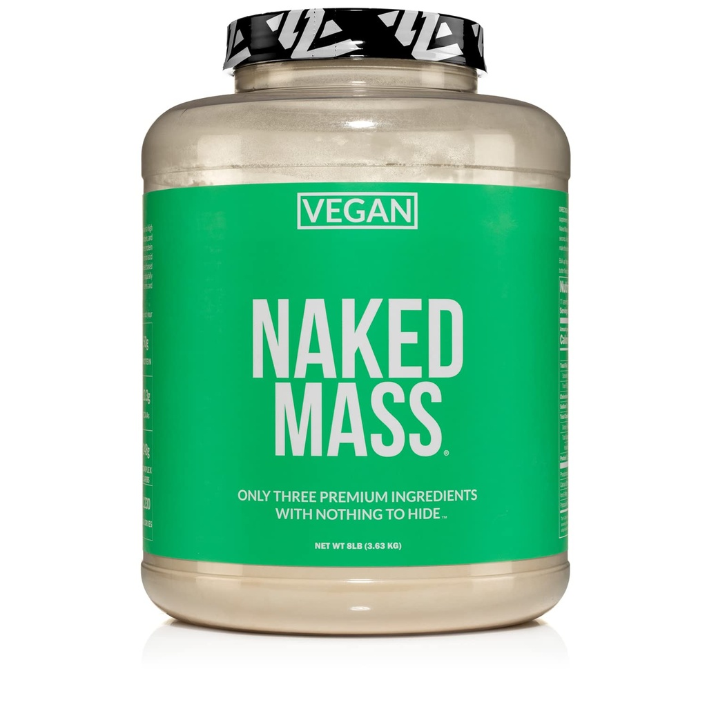 NAKED Vegansk Mass - Naturlig Vegansk Vektvinner Protein pulver - 1,230 kalorier, ikke-GMO, Soya og Glutenfri, Ingen kunstige ingredienser - 8LB Bulk - 11 serveringer