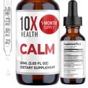 10X Health Calm L Theanine Supplement flytende dråper - 100mg L'Theanine Drops & 100mg GABA Supplement for å støtte Nerver, rolig & stress - Naturlig Flavor 2.03 Floz.