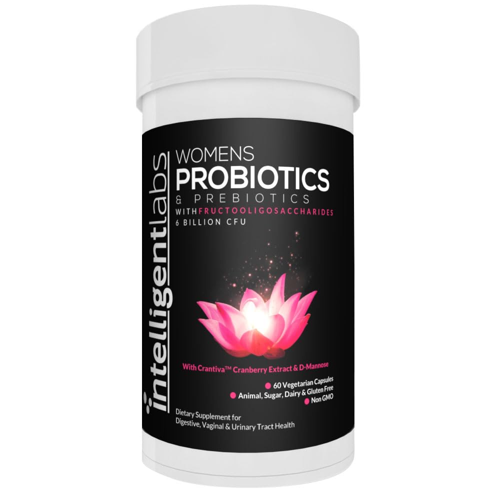 Intelligent Labs Women's Probiotics Formula med Cranberry Extract, D-Mannose og Prebiotika Alle i én, 6 milliarder CFU Probiotic, en kapsel om dagen, 60-dagers forsyning, tredjeparts verifisert for renhet