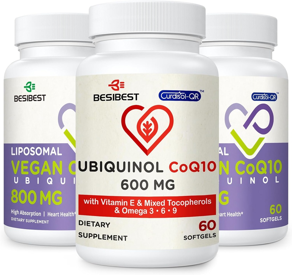 CoQ10 600mg 1PCS Bundle med 800mg Liposomal CoQ10 Ubiquinol Supplement 2PCS
