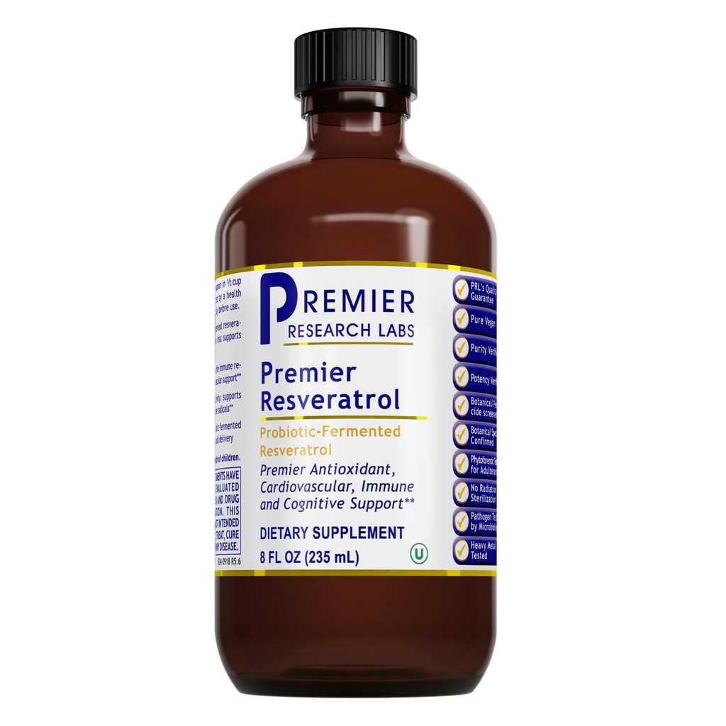 Premier Research Labs Resveratrol - Resveratrol flytende Supplement, Trans Resveratrol, Antioksidant støtte for hjerte helse og blodflyt, Aging støtte, 180 mg Per Teaspoon - 8 Fl Oz
