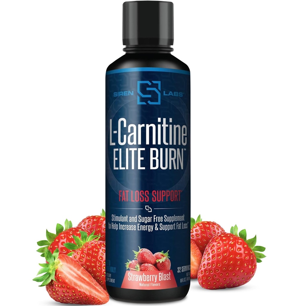 L-karnitin Elite brenne flytende keto fettforbrenner og metabolisme aktivator - fett tap støtte keto vennlig vekttap øker energi - stimulant gratis - Strawberry Blast 3000mg (32 serveringer)
