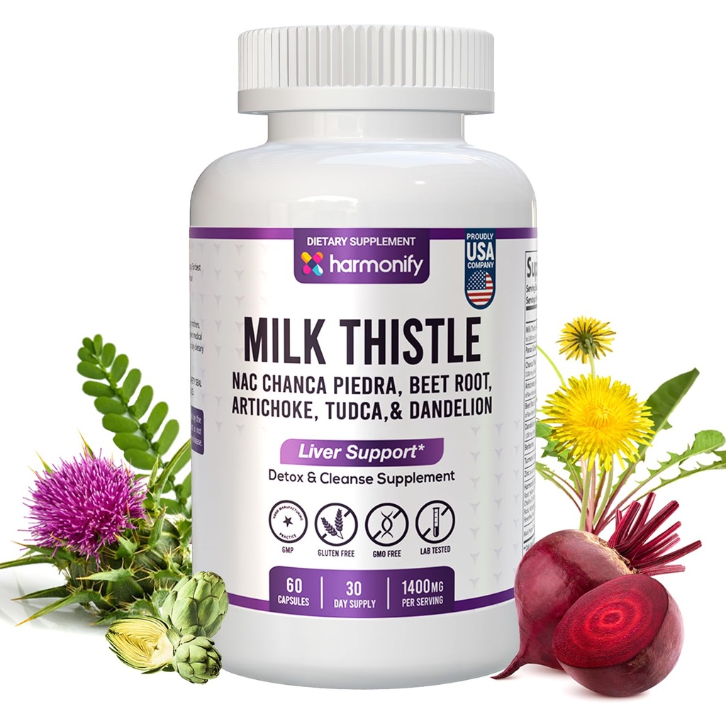 Melk Thistle Berberine Turmeric med Chanca Piedra, Detox & Cleanse & Repair Supplement, NAC, Beet Root, Artichoke, Dandelion Root, TUDCA Choline og Ginger, 30 dager Supply