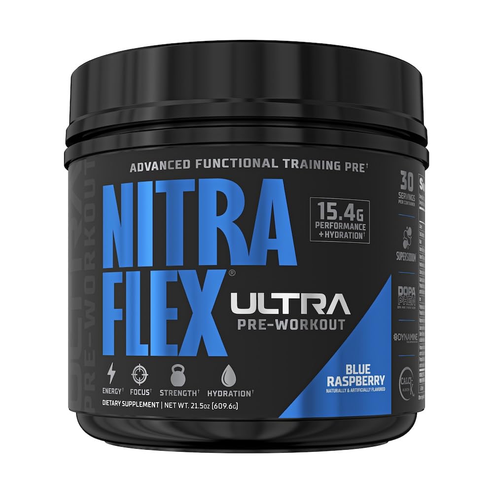GAT SPORT Nitraflex Ultra Pre-Workout Supplement (30 Serveringer, Blå bringebær)