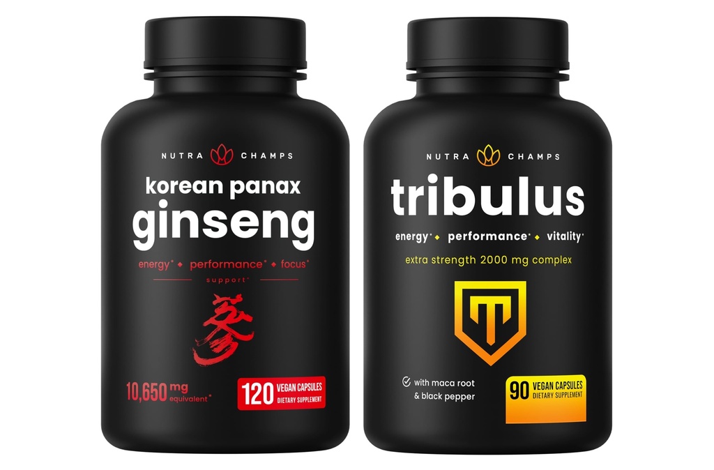 NutraChamps koreanske Ginseng Capsules og Tribulus Capsules 2 Pack Bundle