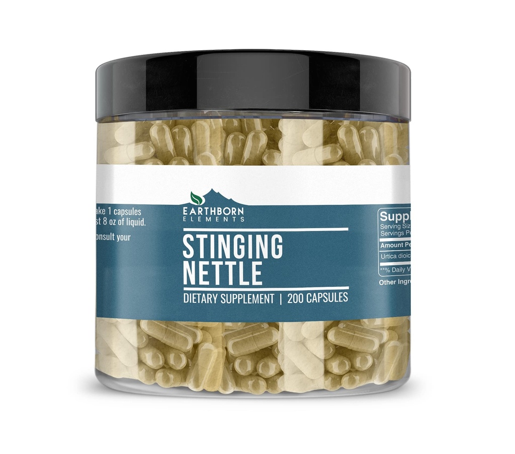 Jordfødte elementer Stinging Nettle Leaf 200 kapsler, ren og ufortynnet, ingen tilsetningsmidler