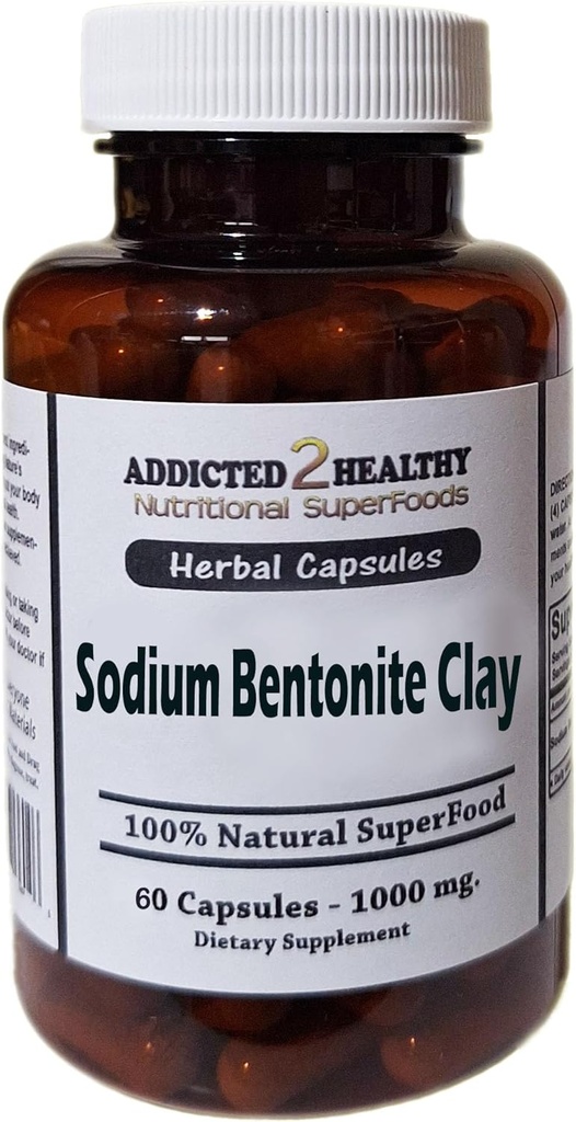 Mat klasse natrium Bentonitt Clay pulver kapsler (1000 mg) 60 greve ved addicted 2 Sunn