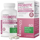 Bronson Women's Probiotic 50 Million CFU + Prebiotic with Cranberry & D-Mannose - Vaginal helse, sunn digestion, immunfunksjon og urinveitrakt støtte, ikke-GMO, 60 vegetariske kapsler