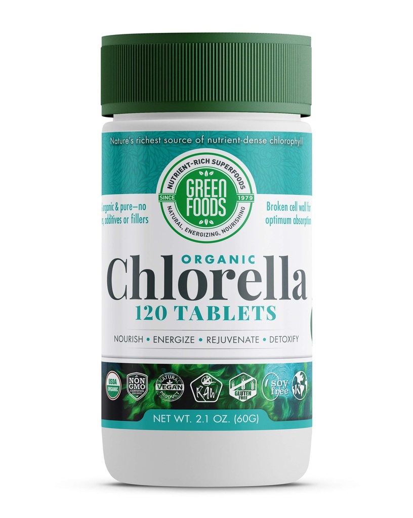 Grønn mat økologisk klorella 500 mg, 120 teller