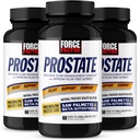 FORCE FACTOR Prostate, 3-Pack, så Palmetto og Beta Sitosterol Supplement for menn, prostata helse støtte, størrelse støtte, urin relief, blader kontroll, redusere nattetid urinasjon, 180 Softgels