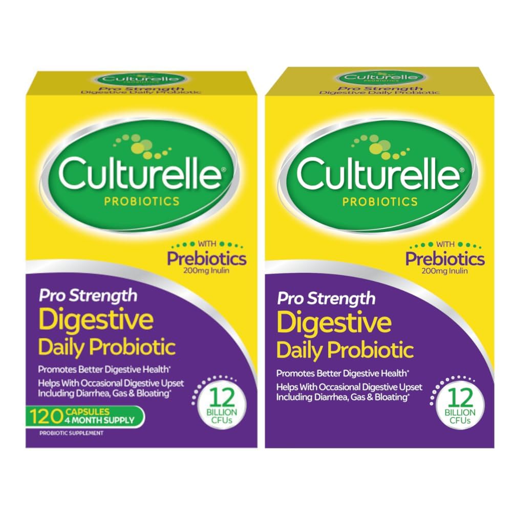 Culturelle Pro Styrke Daglig Probiotiske, Digestive Kapsler, Naturlig kildet Probiotiske Strain Proven å støtte Digestive & Immune Helse, Gluten & Soya Gratis, 4 måneders forsyning, 60 tall (Pack of 2)