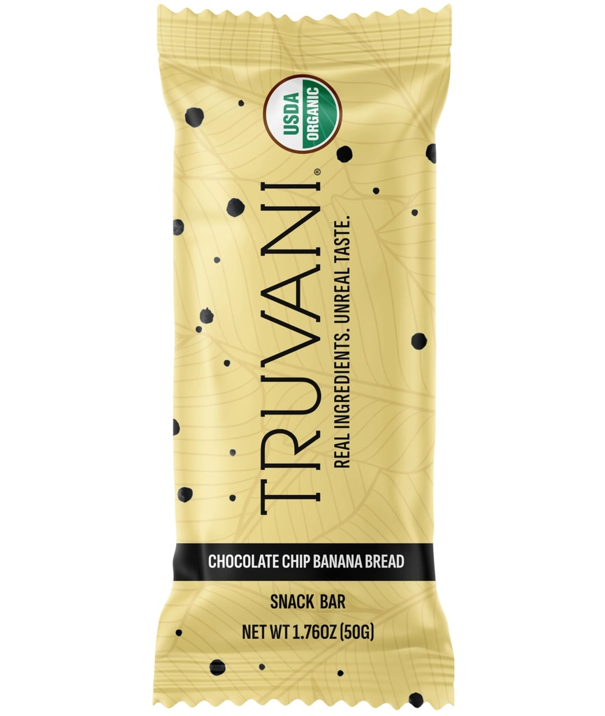 Truvani Plante Basert Snack Bars  enhver sjokolade Chip Banana Bread 1 Pack | 5g Protein | USDA Økologisk og vegansk | Den eneste Baren | Dairy, Soja, og Glutenfri | Individuelt omgitt