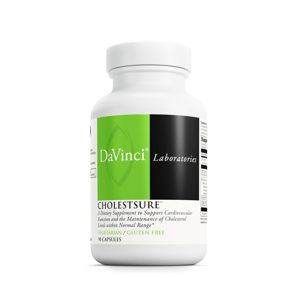 DAVINCI Labs CholestSure Supplement - støtter kardiovaskulær funksjon - bidrar til å opprettholde sunne kolesterol nivåer i et normalt område - med CoQ10 - Glutenfri - 90 vegetariske kapsler
