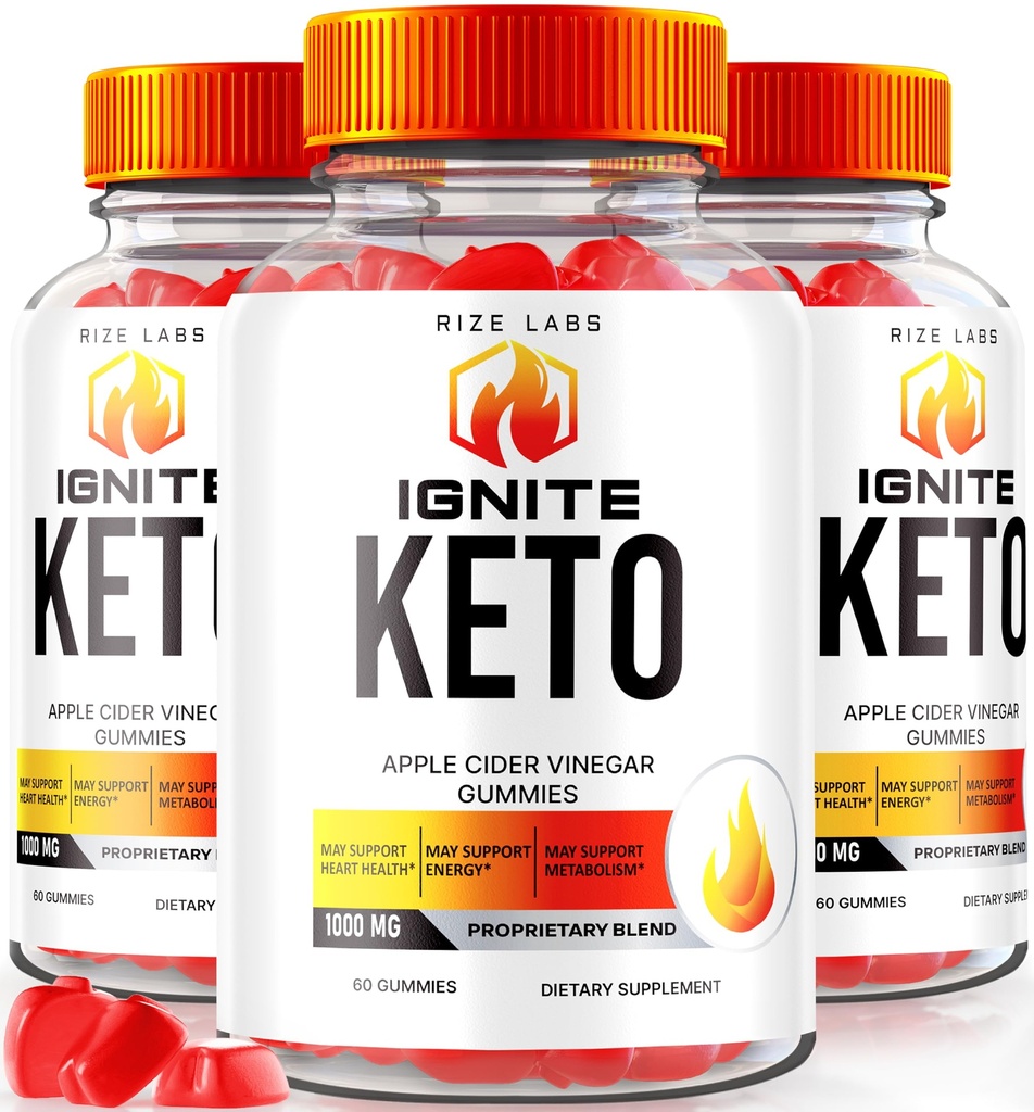 rize labs (pakke med 3 Ignite Keto ACV Gummies, for avansert vekttap, Keto Ignite Supplement (180 Gummies)