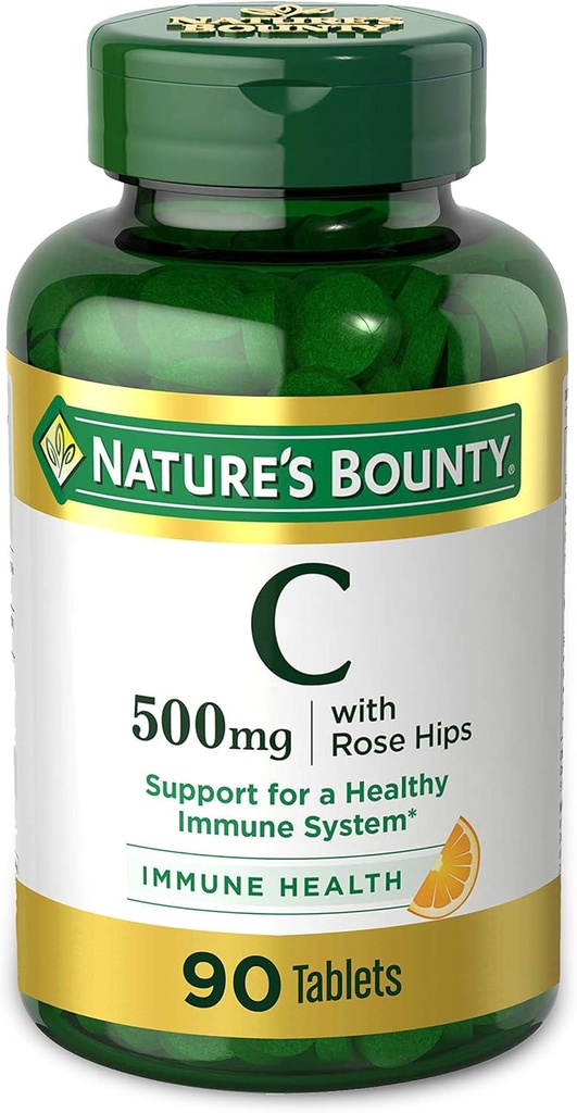 Naturens Bounty Vitamin C, Støtte for et sunt immunsystem, 500 mg vitamin C med Rosehips, 90 Chewable tabletter