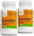 Terry Naturally CuraMed 750mg - Antioksidant Supplement for hjerne og hjerte helse - Supplement med høy potens Curcumin Complex - Njur, lever og immun helse støtte - 60 Softgels (Pack of 2)