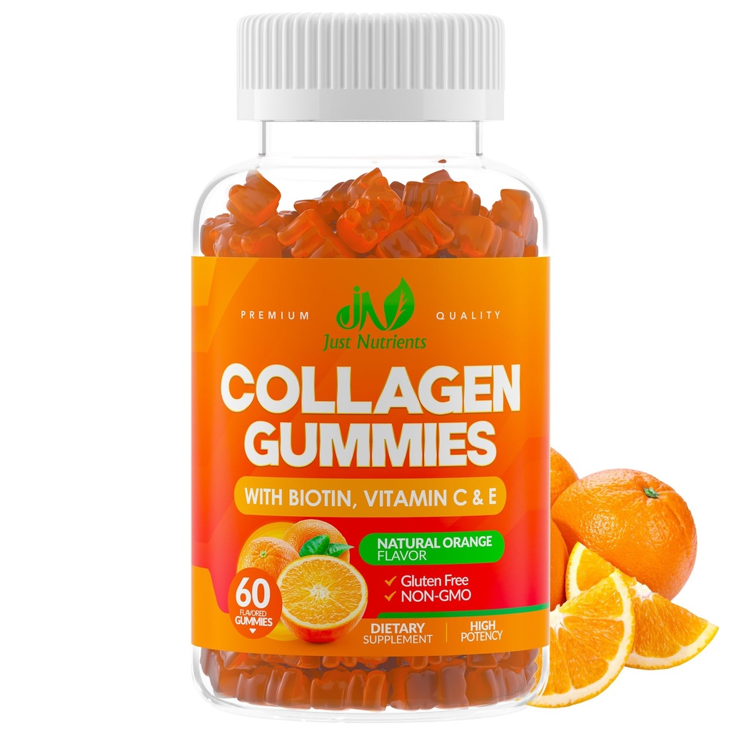Samlaget Peptider Gummies med Biotin, Vitamin C & E for kvinner og menn - Premium Hydrolysert kollagen Type I & III for hår, hud og negler Support - Glutenfri, ikke-GMO - 60 Gummies (30 Serveringer)