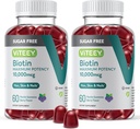 Viteey Biotin Gummies for hår, hud og negler 10.000mcg - sukker gratis - hårvekst Gummies, sunn hud Glow, sterk sunn neglevekst - Vegansk, Glutenfri, Gelatin Gratis- Tastig Berry Flavor