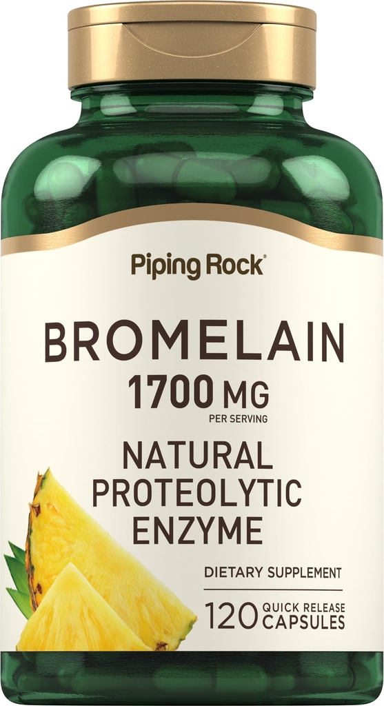 Piping Rock Bromelain Supplement | 1700 mg | 120 kapsler | Pineapple Enzyme | Ikke-GMO, Glutenfri