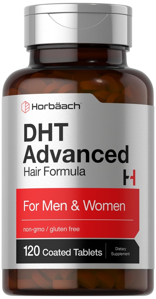Horbäach DHT Advanced Hair Formula | 120 Tabletter | Ikke-GMO og Glutenfri Hår Formula Blande med Sag Palmetto, Kudzu, og Fo-Ti